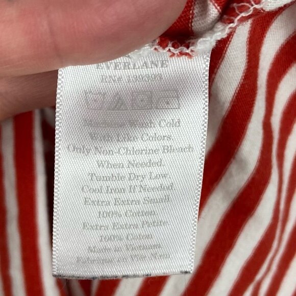 Everlane The Cotton Striped Tee Dress Red White Size XXS Round Neck Casual Mini - Picture 6 of 9